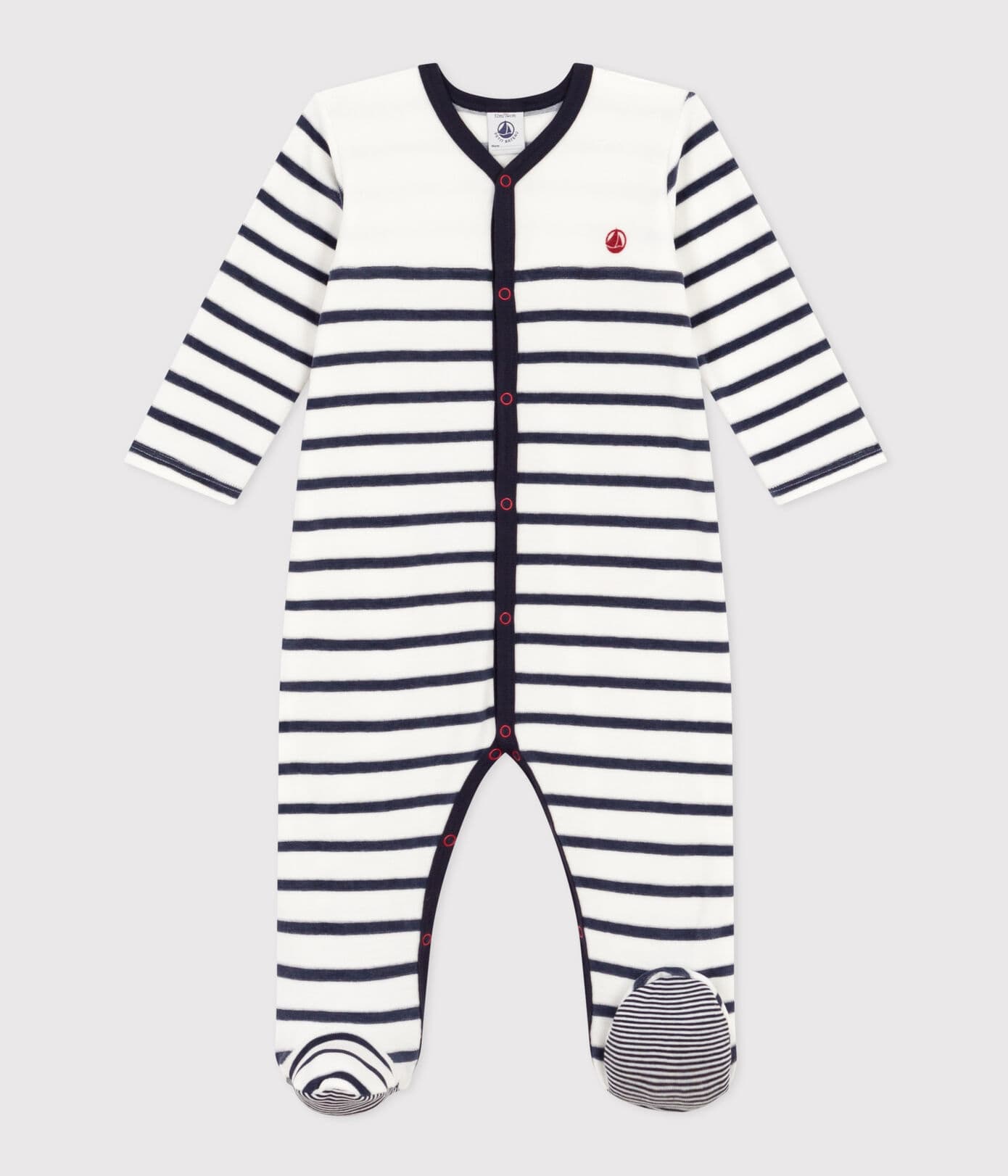 Gestreifter Baby-Pyjama aus Samt