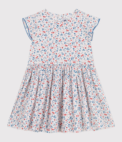 Kurzärmeliges Kinder-Kleid aus Baumwolle mit Blümchen