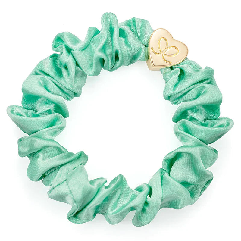 Gold Heart Silk Scrunchie