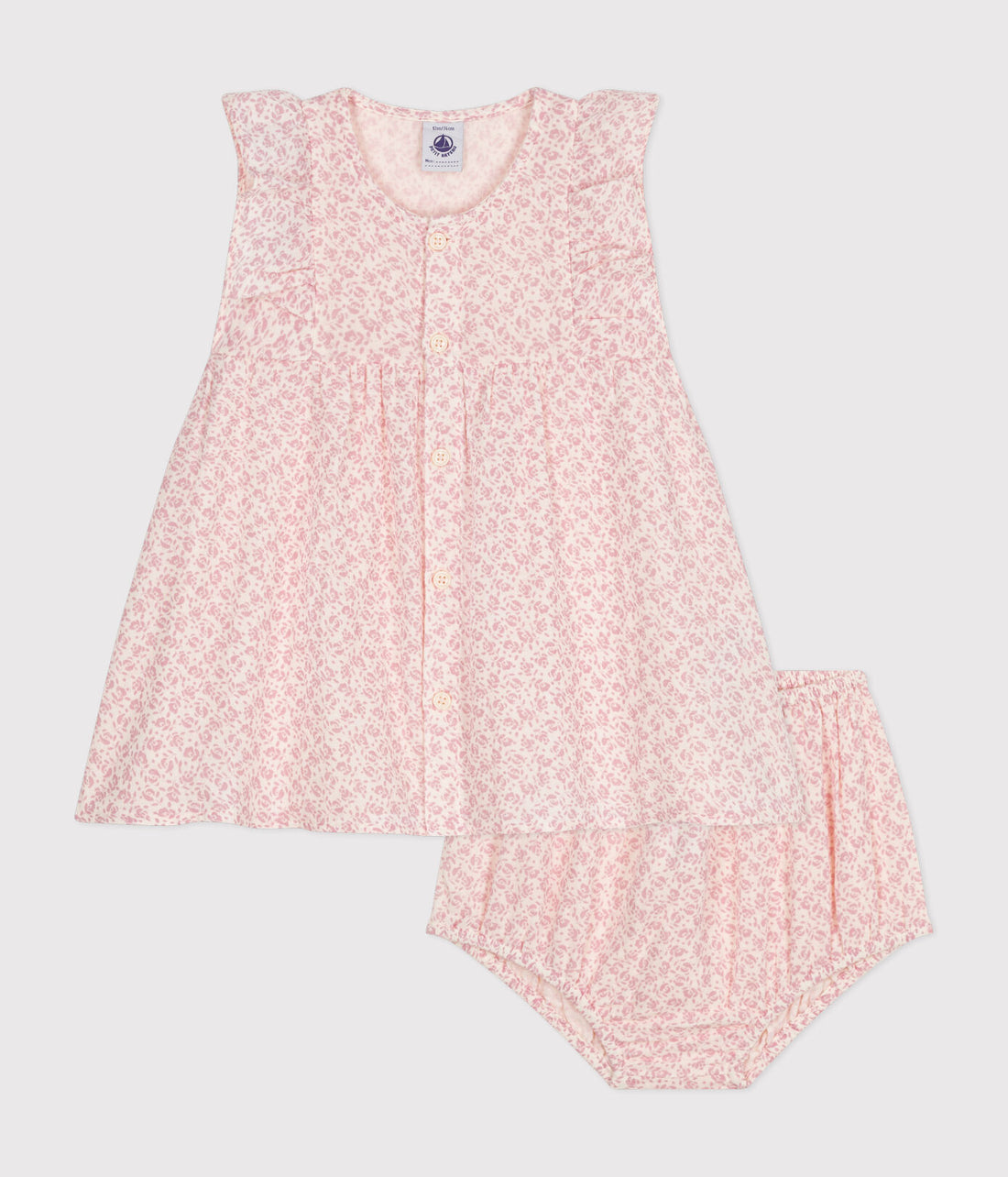 Kurzärmliges Babykleid mit Bloomers aus Musselin