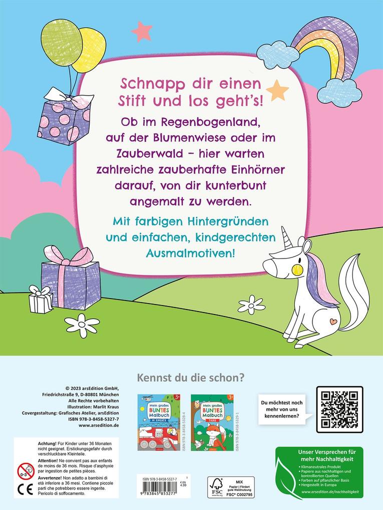 Mein großes buntes Malbuch - Einhörner