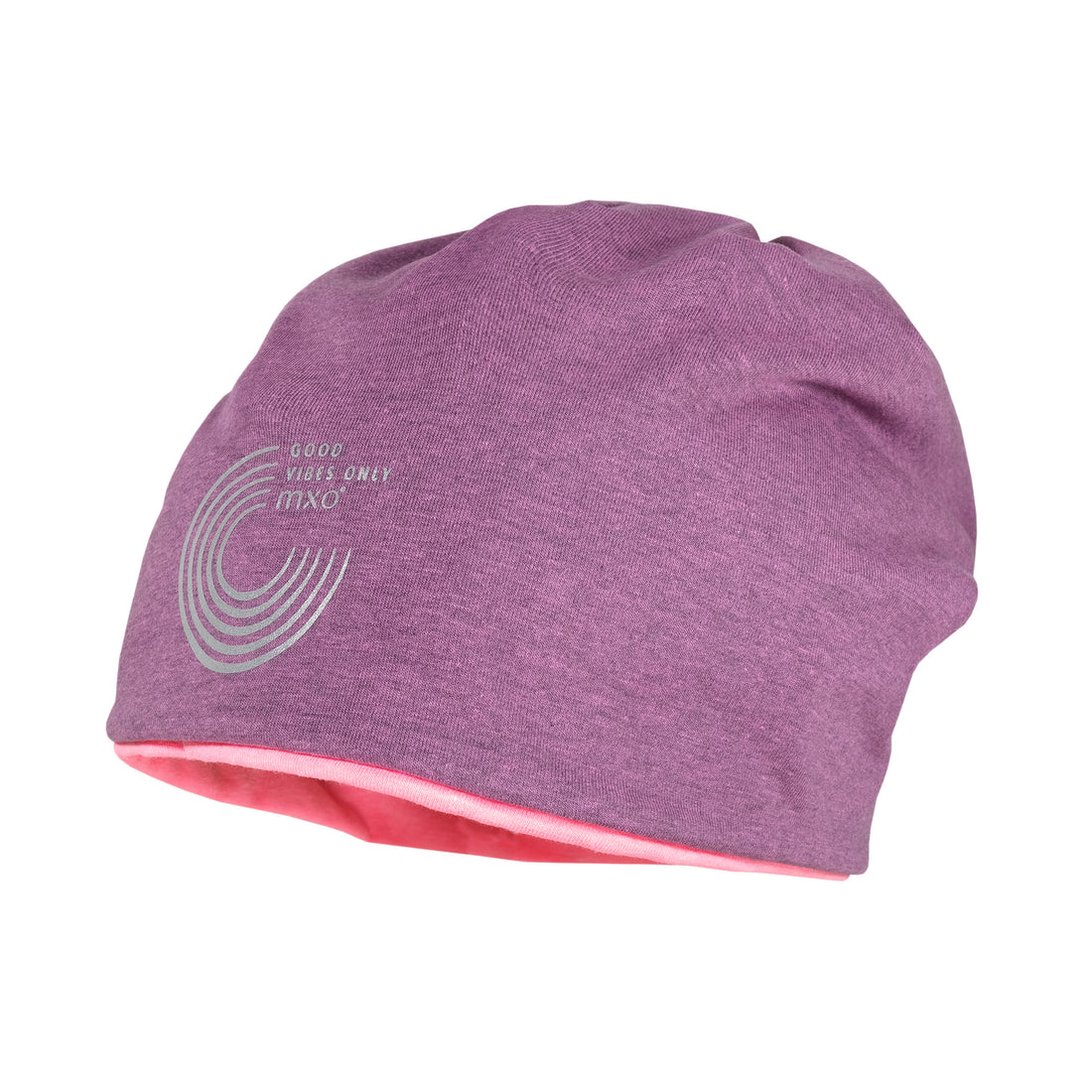 Kids Beanie, wendbar &amp; relektierend - violettmeliert