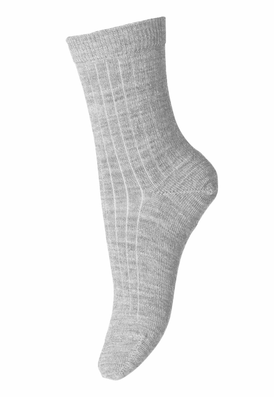 gerippte Wollsocken - grey melange