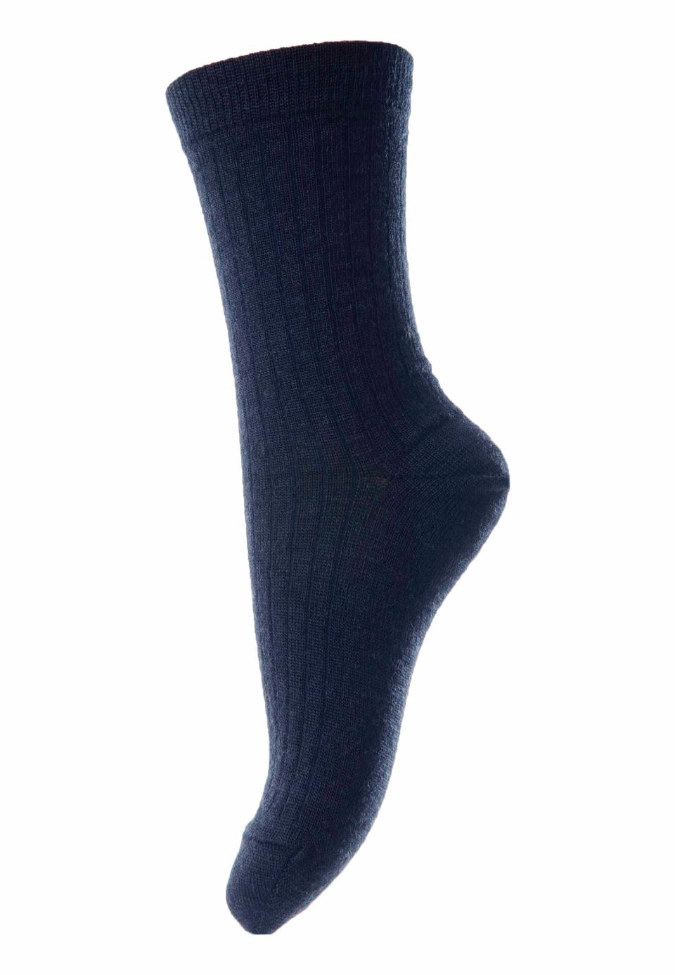 gerippte Wollsocken - navy