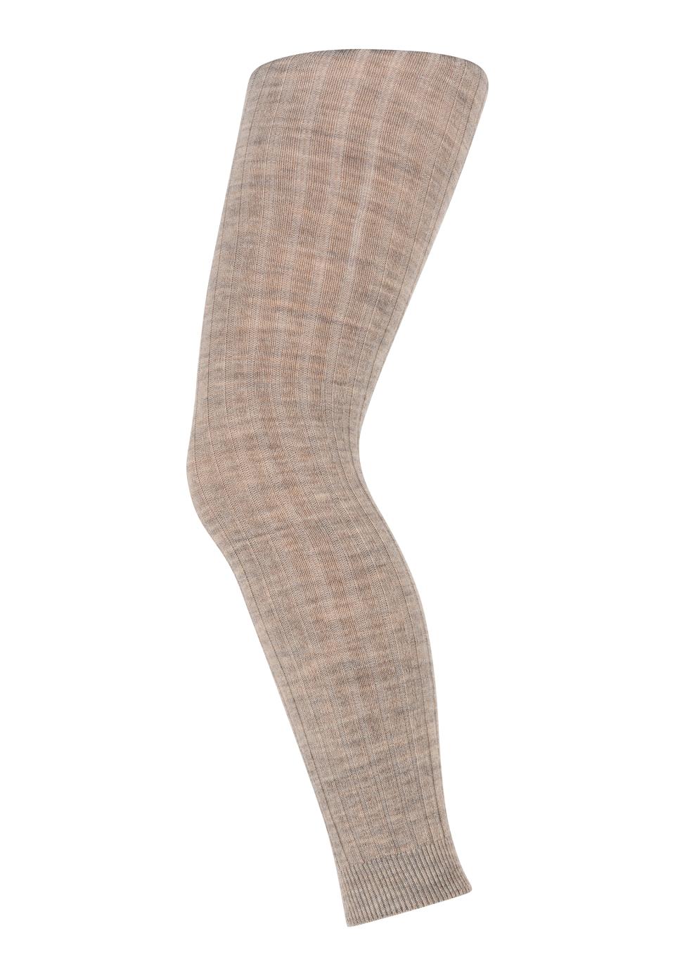 Wollleggings gerippt - light brown melange