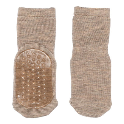 Stoppersocken aus Wolle - light brown melange