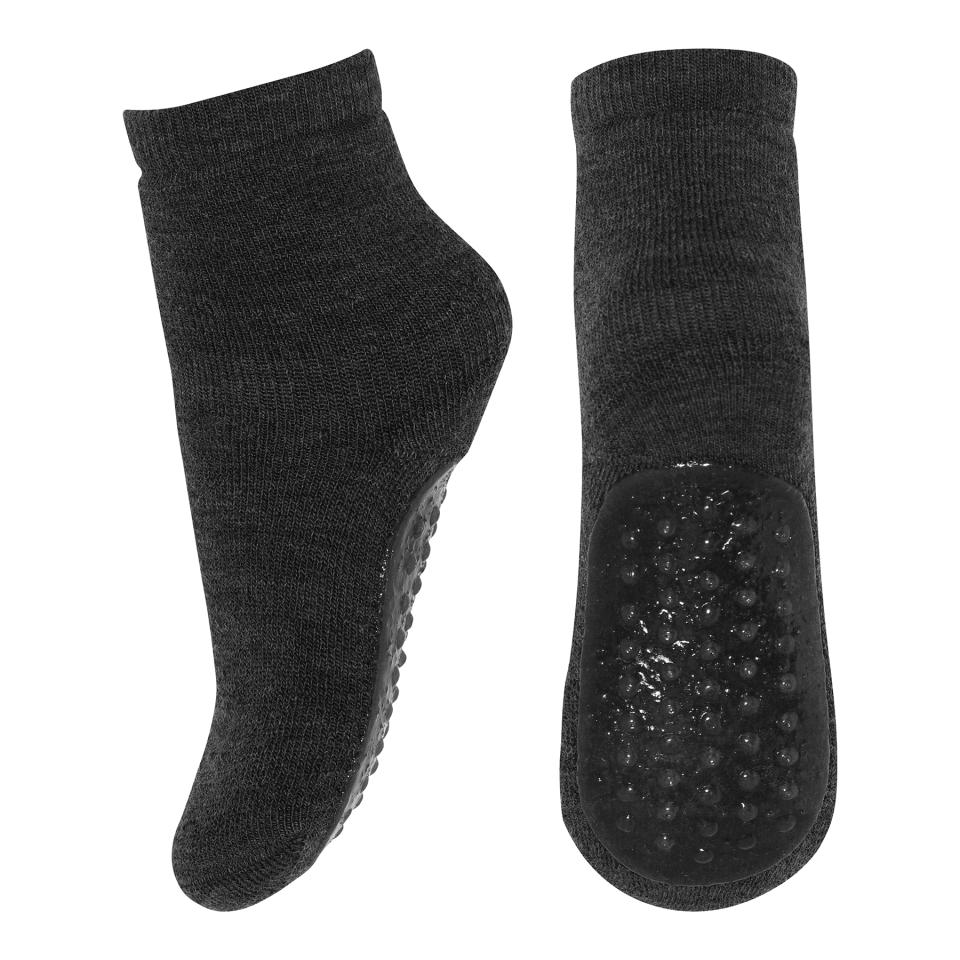 Stoppersocken aus Wolle - dark grey melange