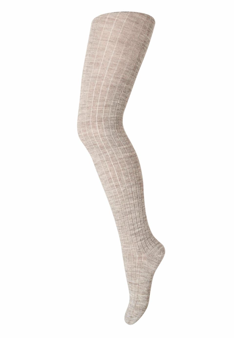 gerippte Wollstrumpfhose - light brown melange