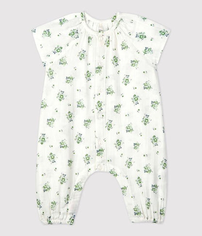 Langer Baby-Overall aus Bio-Baumwollgaze mit Blumenmuster